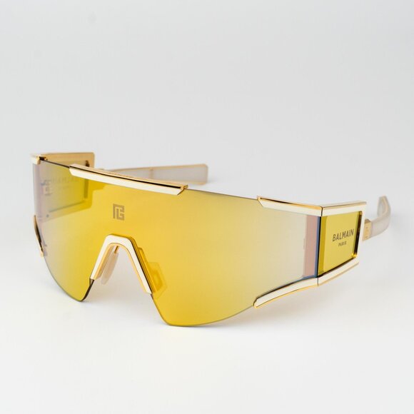 Balmain Women Sunglasses Titanium Gold Bronze Mirror Mask FLECHE BPS-138B-141 - Picture 7 of 14